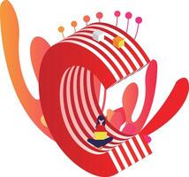 A red and white striped letter c vector