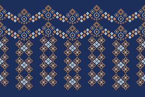 Blue background color with ethnic motif design fabric pattern wallpaper. vector