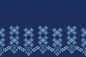 Ethnic pattern with blue color background color with ethnic cross stitch motif design fabric pattern. vector