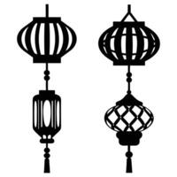 Decorative Chinese Lantern Silhouettes for Art and Design vector