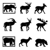 Silhouette Collection of Wild Mammals and Creatures vector