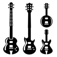 Guitar Silhouettes Bundle Rock, Jazz, and Classical Instrument Collection vector