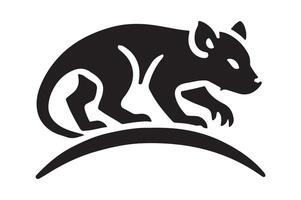 Black Silhouette of Tasmanian Devil Illustration vector