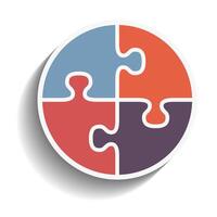 Puzzle circle with diagonal shadow, flat design vector