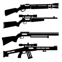 Firearm Silhouette Icons Set of Rifles and Weapons vector