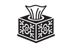 Clean Tissue Box Outline Black Design vector
