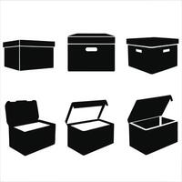 Collection of Box Silhouettes in Multiple Designs vector