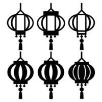 Silhouette Collection of Chinese Hanging Lanterns vector