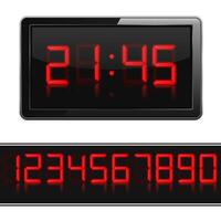 Red digital clock and numbers vector