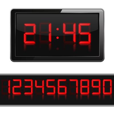 Red digital clock and numbers