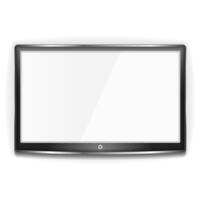 Black LCD TV with metallic frame and white screen on white background vector