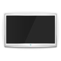 White LCD TV with metallic frame and blank screen vector