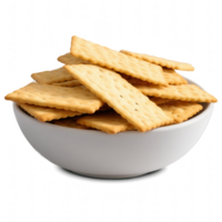 A bowl of crispy crackers, perfect for snacking or pairing with your favorite dip. png