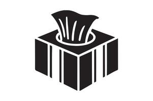 Elegant Tissue Box Icon Simple Black Illustration vector