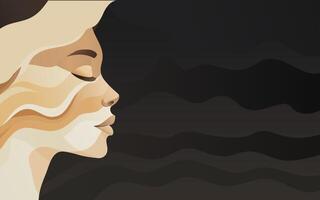 Background in beige tones with the image of a beautiful face vector