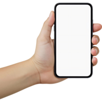 Hand Holding a Smartphone Mockup on a Transparent Background. png