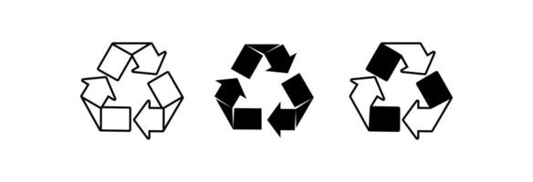 Recycling symbol in different styles. vector