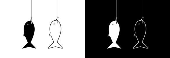 Fish on hook. vector
