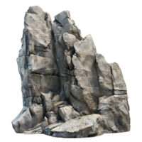 Cluster of jagged gray rocks with textured surfaces, isolated on a transparent background png