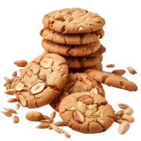 Close-up of freshly baked cookies in varying shapes, isolated on a transparent background png