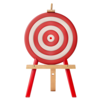 Close-up of a red bullseye target on a stand, isolated on a transparent background png