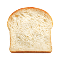 Slice of plain white bread with a soft texture, isolated on a transparent background png