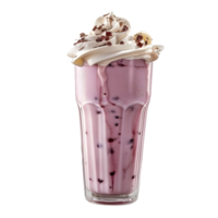 Purple milkshake garnished with chocolate toppings, isolated on a transparent background png