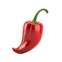 Single red chili pepper with a shiny surface, isolated on a transparent background png