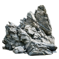 Jagged gray rocky terrain with intricate textures, isolated on a transparent background png