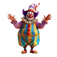 Playful clown in a vibrant costume and oversized shoes, isolated on a transparent background png