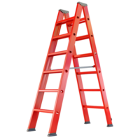 Tall red ladder with a clean design, isolated on a transparent background png