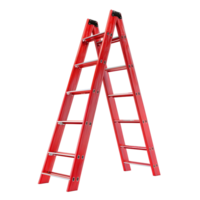 Red step ladder shown from a different angle, isolated on a transparent background png