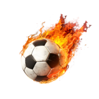 a soccer ball with fire on it on a white background png