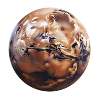 Realistic planet design with stunning brownish-orange textures isolated on a transparent background png