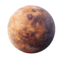 Detailed image of a planet resembling Mars, isolated on a transparent background png