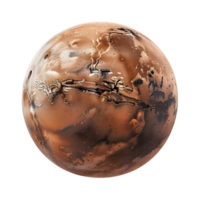 Desert-themed planet surface with cracks and rocky details isolated on a transparent background png