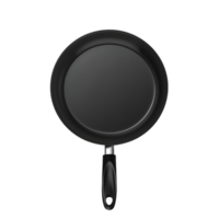 Modern black nonstick frying pan with a smooth finish, isolated on a transparent background png
