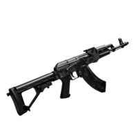Black assault rifle with detailed design and precision, isolated on a transparent background png