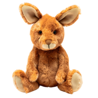 Playful kangaroo stuffed toy with adorable proportions, isolated on a transparent background png