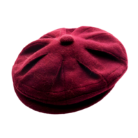 Classic maroon beret with soft texture isolated on a transparent background png