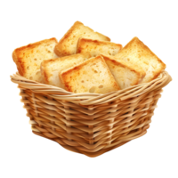 Handmade bread basket with perfectly toasted slices isolated on a transparent background png