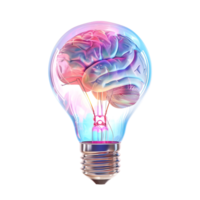 Dynamic Brain Lightbulb Art Isolated on Transparent Background png