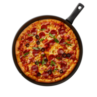 pizza in a frying pan on a transparent background png