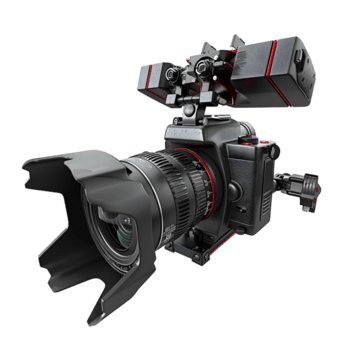 High-End Camera with Attached Accessories isolated on transparent background png