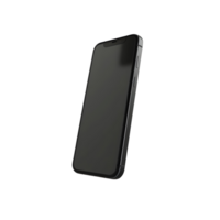 Angular View of a Modern Black Smartphone isolated on transparent background png