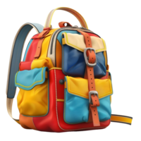 Bright Multicolored Backpack with Multiple Compartments isolated on transparent background png