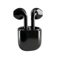 Black Wireless Earbuds in Charging Case isolated on transparent background png