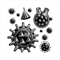 Set of Outline Virus Sketch vector