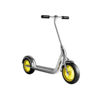 Chrome Scooter with Yellow Wheels Stands Isolated png
