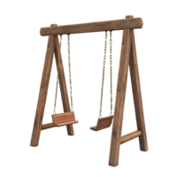 Rustic Wooden Swing Set with Double Seats png